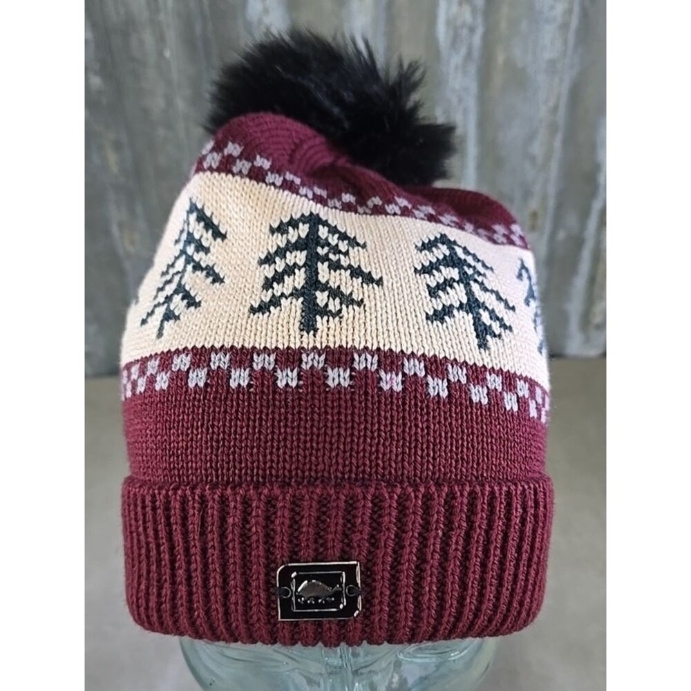 Turtle Fur Merino Wool Blend Beanie Hat with Pompom Adult OS Logo Tassel